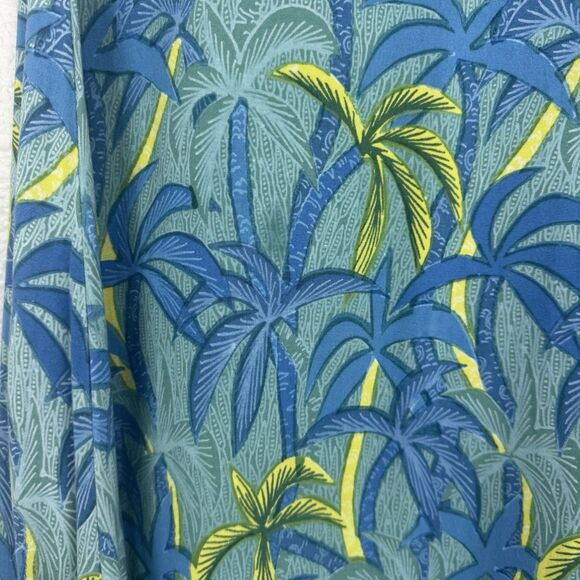Rainbow Jo Tropical Palm Tree Print Sleeveless A-Line Midi Dress Green Blue XS - Picture 9 of 15